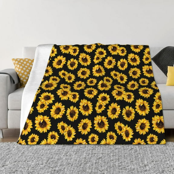 Vsdgher Sunflower 6 Pattern Fleece Throw Blanket, Horizontal Fleece Bedding Home Decor for Couch & Bed All Season Use -50"x40"