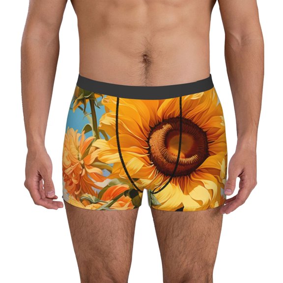 Vsdgher Sunflower Blue Sky Pattern Men's Boxer Brief Underwear,Soft Funny Underwear for Men-XX-Large