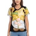 thumbnail image 1 of Vsdgher Sunflower Gnomes5 Women Shirts V Neck Short Sleeve Tops T-Shirt Basic Tees, S to 3XLMedium, 1 of 5
