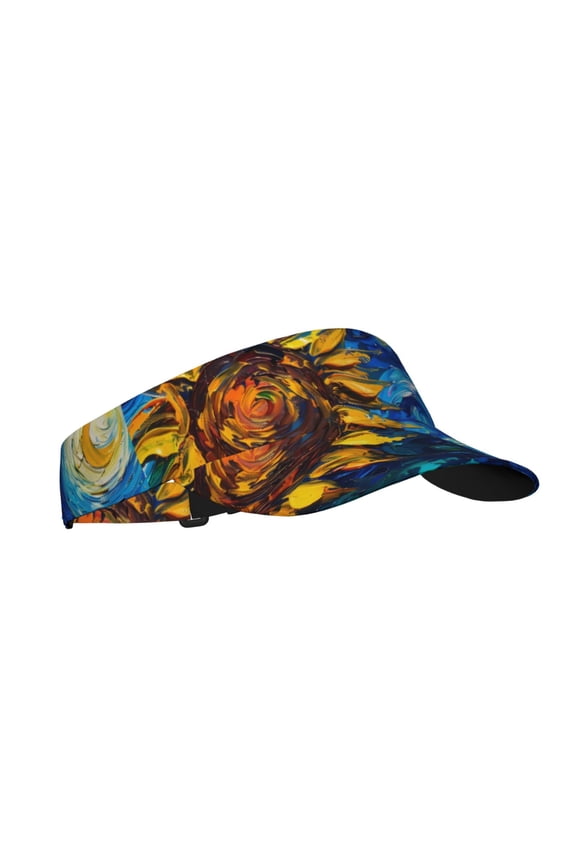 Sunflower Starry Night Vibes Print Adult Sunscreen Visor Cap,1 Piece of Sport Sun Visor Hats Adjustable Sun Hat for Outdoor Activities Fits for Women and Men (One Size)