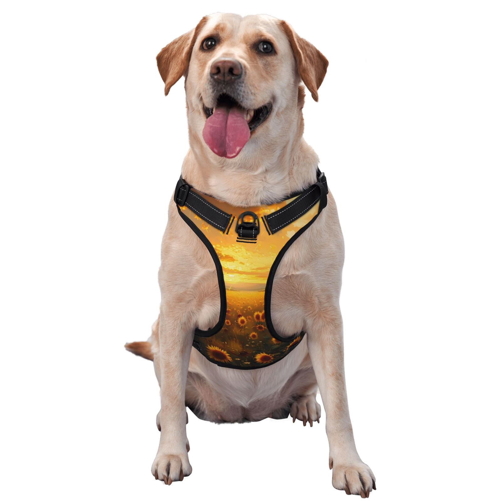 Vsdgher Sunflower Sunset Rainfall Dog Harness, No-Pull Pet Harness, Dog Vest, Pet Vest for Small to Large Dogs-Large