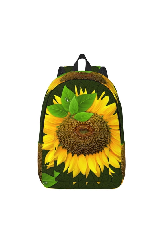 Sunflower3 Print Canvas Backpack Travel Rucksack Unisex Knapsack 15.7/17.7Inch Laptop Backpack for Work,College -Small