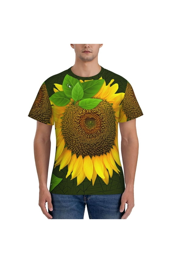 Sunflower3 Print Men's Dry Fit Mesh Athletic Shirts Moisture Wicking Tennis T-Shirt Tops