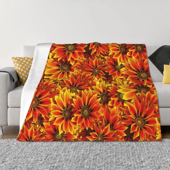 Vsdgher Sunflower4 Pattern Fleece Throw Blanket, Horizontal Fleece Bedding Home Decor for Couch & Bed All Season Use -50"x40"