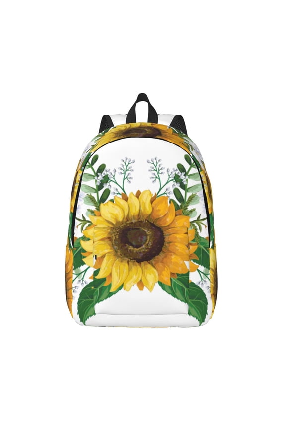 Sunflowers (2) Print Canvas Backpack Travel Rucksack Unisex Knapsack 15.7/17.7Inch Laptop Backpack for Work,College -Small