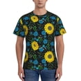 thumbnail image 1 of Vsdgher Sunflowers And Blue Flower Print Men's Dry Fit Mesh Athletic Shirts Moisture Wicking Tennis T-Shirt Tops, 1 of 9