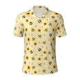 thumbnail image 1 of Vsdgher Sunflowers Bee Print Men's Short Sleeve Stretch Polo Shirt, Moisture-Wicking Performance Polo Shirt, 1 of 8