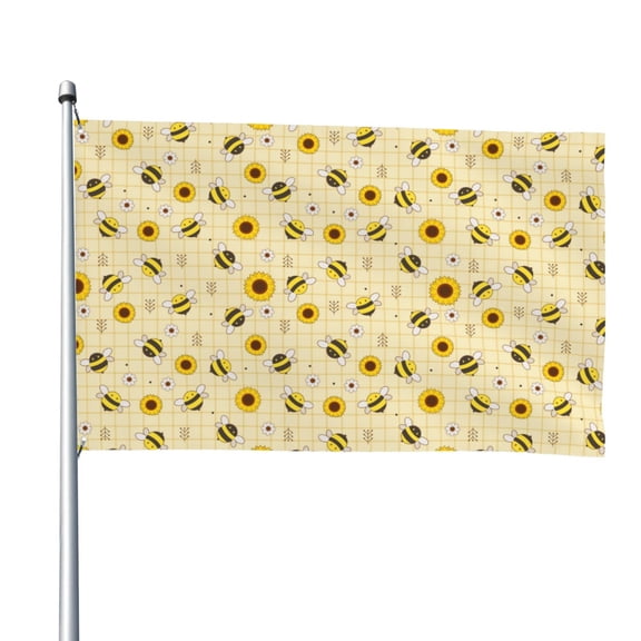 Vsdgher Sunflowers Bee Print Outdoor Decorative Flag 4x6ft, Suitable for outdoor decoration, can be hung indoors, on outdoor lawns, balconies, parties