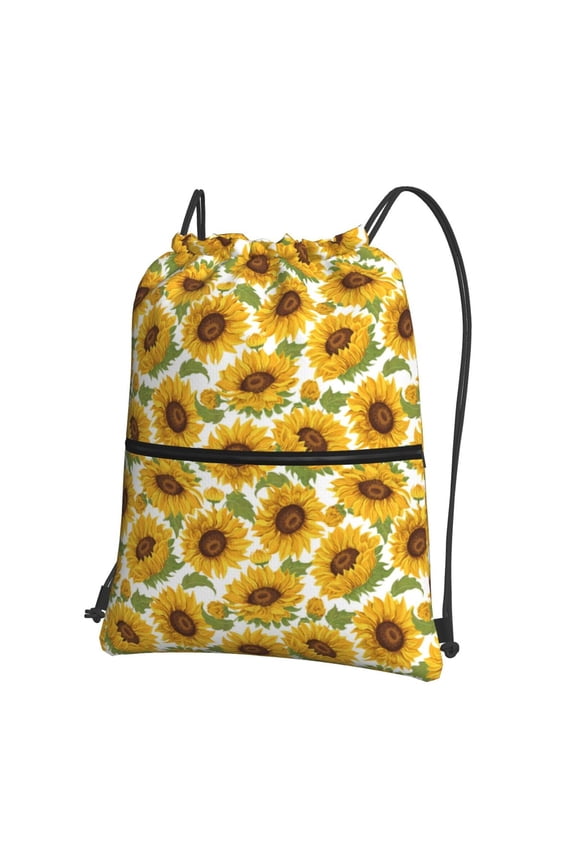 Sunflowers Drawstring Backpack Water Resistant String Bag Sports Sackpack Gym Sack for Men Women