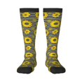 thumbnail image 1 of Vsdgher Sunflowers On Black And White Stripes Print Thigh High Socks Extra Long Stretchy Sock Women Over Knee High Opaque Stocking Daily Wear, 1 of 8