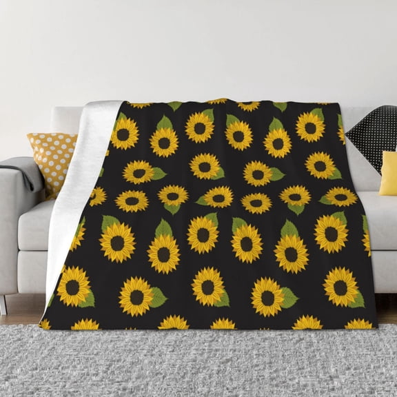 Vsdgher Sunflowers Pattern Fleece Throw Blanket, Horizontal Fleece Bedding Home Decor for Couch & Bed All Season Use -50"x40"
