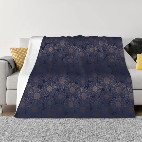 Vsdgher Sunflowers Pattern Fleece Throw Blanket, Horizontal Fleece Bedding Home Decor for Couch & Bed All Season Use -50"x40"