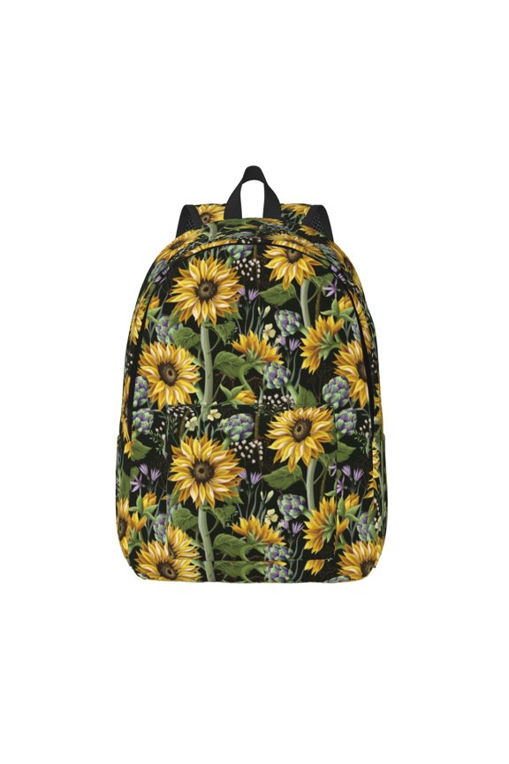 Sunflowers Print Canvas Backpack Travel Rucksack Unisex Knapsack 15.7/17.7Inch Laptop Backpack for Work,College -Small