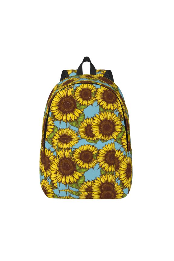 Sunflowers Print Canvas Backpack Travel Rucksack Unisex Knapsack 15.7/17.7Inch Laptop Backpack for Work,College -Small