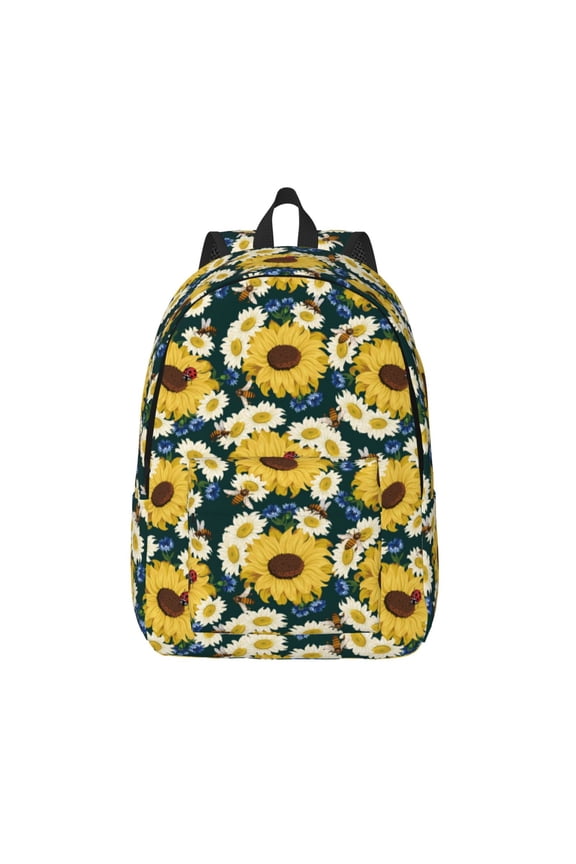Sunflowers Print Canvas Backpack Travel Rucksack Unisex Knapsack 15.7/17.7Inch Laptop Backpack for Work,College -Small
