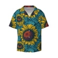 thumbnail image 1 of Vsdgher Sunflowers Print Men's Wrinkle Free Untucked Cuban Shirt Business Casual Button Down Shirts Short Sleeve Shirt, 1 of 7
