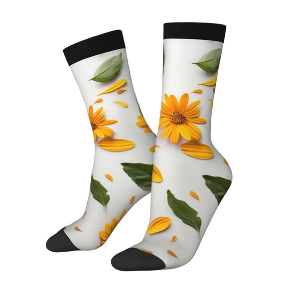 Vsdgher Sunny Yellow SunFlower Crew Socks for Men & Women, Breathable Casual Athletic Ankle Socks