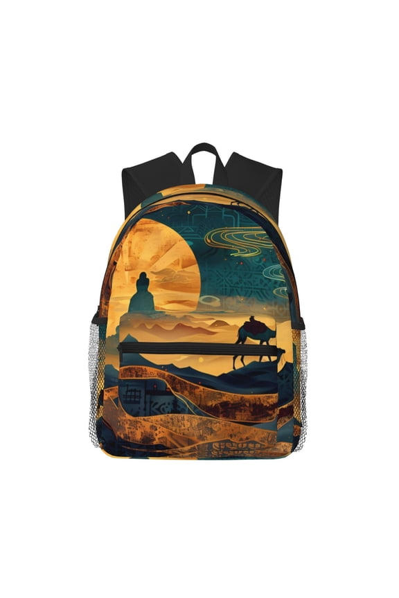 Sunset Desert Journey Unisex Large Capacity Bookbag, Schoolbag, Casual Daypack for High School, College, Teens, Travel, Work