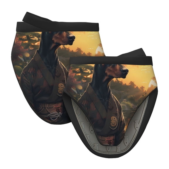 Vsdgher Sunset Meditating Doberman Non-Slip Mini Oven Mitt Set, Short Oven Mitts for Baking Grilling Barbecue Microwave, 5.9"x5.9"in