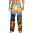 thumbnail image 1 of Vsdgher Sunset Sky Sunflower Print Mens Pajama Pants Sleep & Lounge Pants, PJ Bottoms With elastic waistb and Pockets, 1 of 5