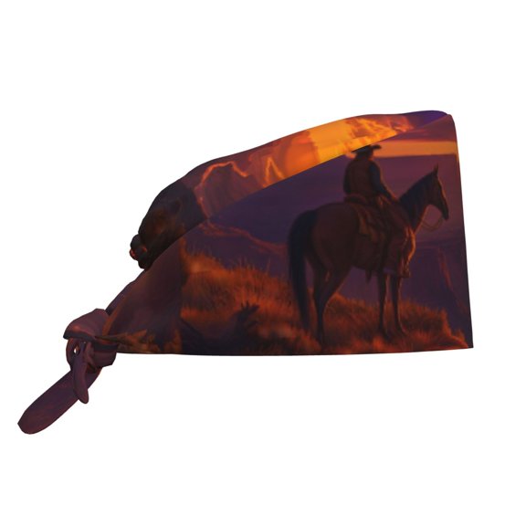 Vsdgher Sunset Valley Western Cowboy Men Women Adjustable Cap Working Hat Tie Back Cap, Work Cap