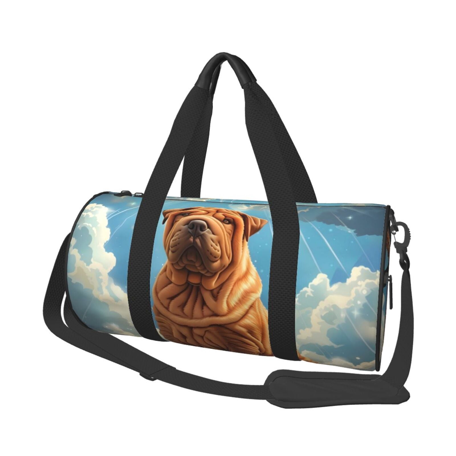 Vsdgher Sunshine Cloud Bulldog 45L Foldable Duffel Bag, Sports Gym Bag,Overnight Bag, Portable Weekender Bag for Airplanes
