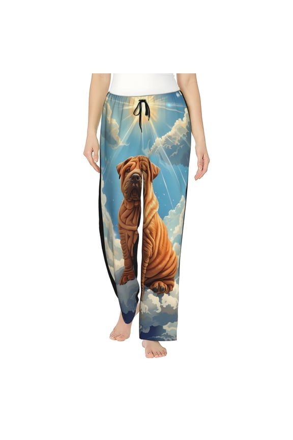 Sunshine Cloud Bulldog Women’s Womens Pajama Pants, Lounge Wide Leg PantsLounge Pants,Sleep Bottoms, Lounge for Women-Medium