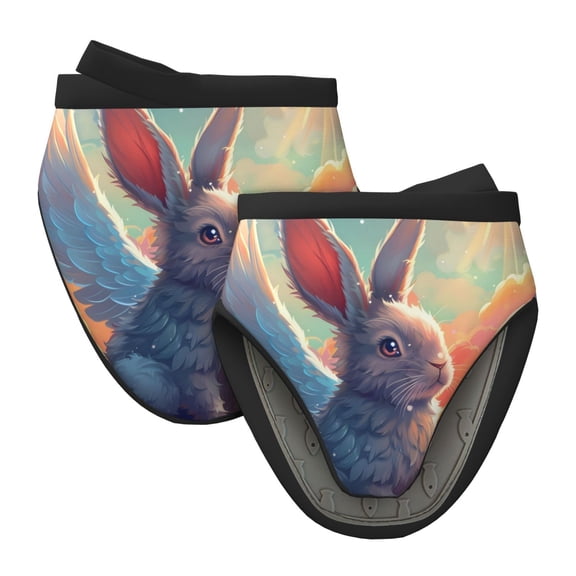 Vsdgher Sunshine Winged Rabbit Non-Slip Mini Oven Mitt Set, Short Oven Mitts for Baking Grilling Barbecue Microwave, 5.9"x5.9"in