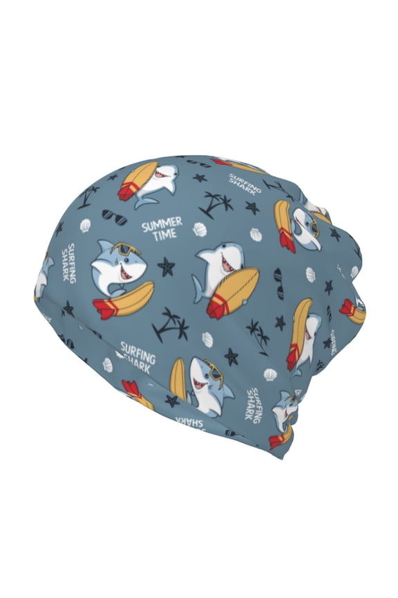 Surf Shark Slouchy Beanie Hat for Men/Women, Skull Cap Chemo Cap Night Sleeping Cap