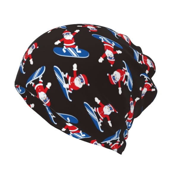 Vsdgher Surfing Santa Slouchy Beanie Hat for Men/Women, Skull Cap Chemo Cap Night Sleeping Cap