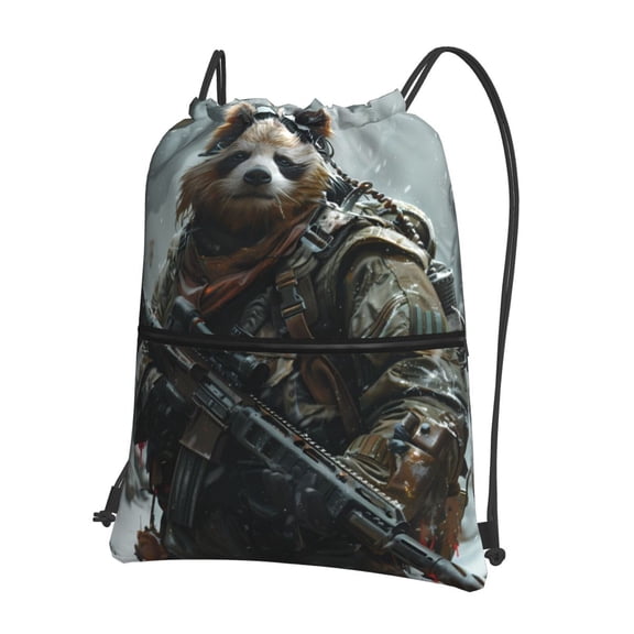 Vsdgher Surreal Panda Warrior Drawstring Backpack Water Resistant String Bag Sports Sackpack Gym Sack for Men Women