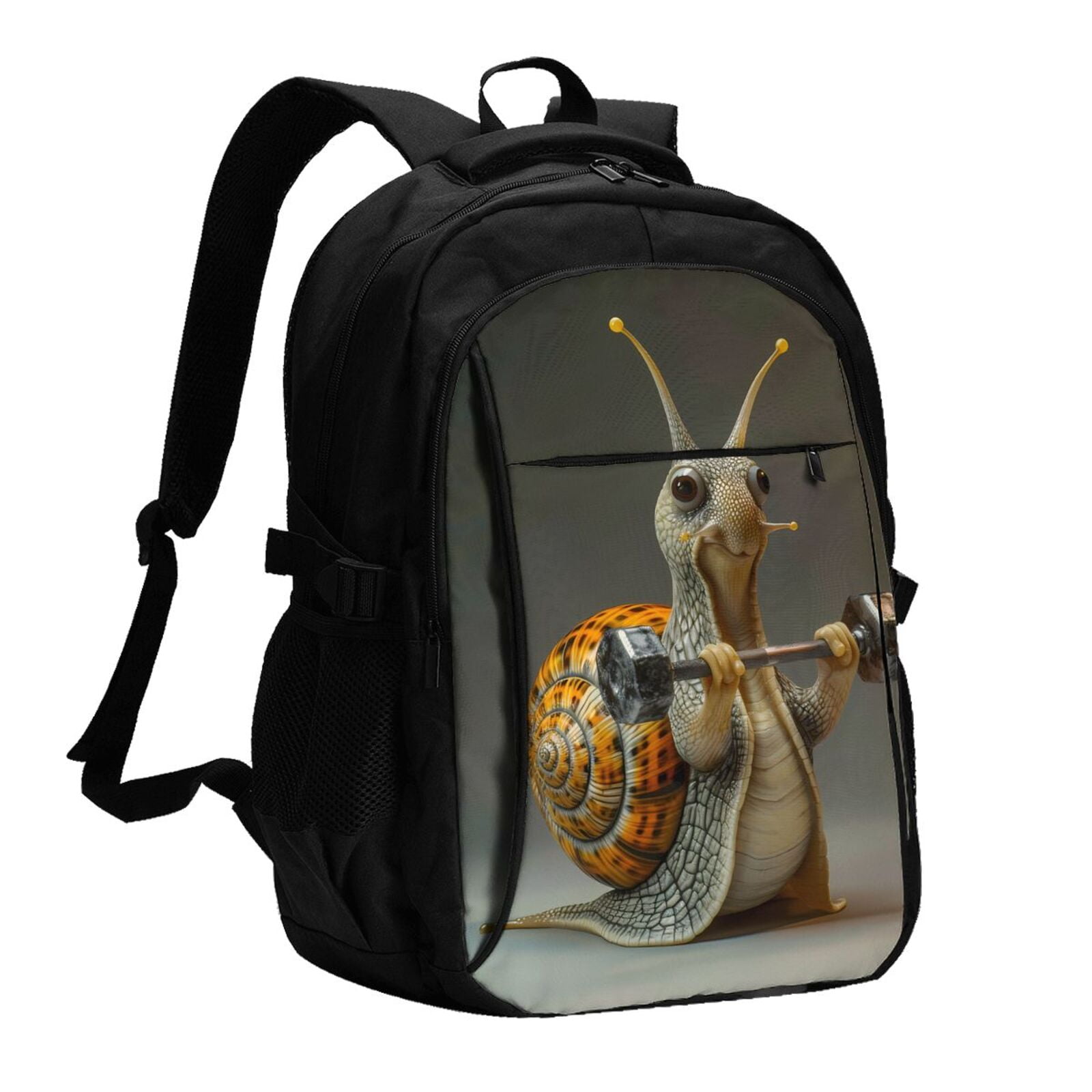 Vsdgher Surreal Weightlifting Snail Print Travel Laptop Backpack ...