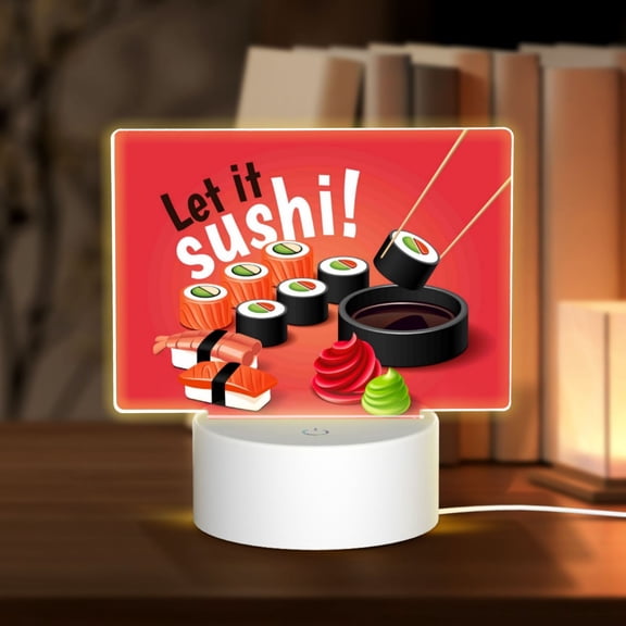 Vsdgher Sushi Rectangular Acrylic Night Light Acrylic Sleep Night Light Friend Gifts for Birthday Gifts for Women Teens Boys Girls