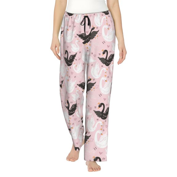 Vsdgher Swan And Flowers2 Women’s Womens Pajama Pants, Lounge Wide Leg PantsLounge Pants,Sleep Bottoms, Lounge for Women-X-Large