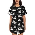 thumbnail image 1 of Vsdgher Swan And Dragonflies Pattern Womens Pajamas 2 Piece Short Sleeve Sleepwear Set,Summer Soft Pajamas Set Casual Lounge Sets, 2-Piece Pj -X-Large, 1 of 8