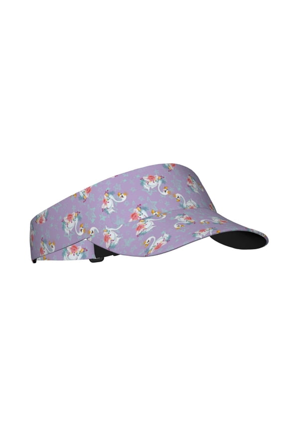 Swan With Stars Print Adult Sunscreen Visor Cap,1 Piece of Sport Sun Visor Hats Adjustable Sun Hat for Outdoor Activities Fits for Women and Men (One Size)