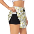 thumbnail image 1 of Vsdgher Sweet Honey Print Women's Running Double Layer Shorts High Waisted with Pockets Elastic Yoga Workout Athletic Gym Sports, 1 of 8