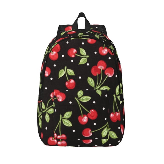 Vsdgher Sweet Red Cherry Print Canvas Backpack Travel Rucksack Unisex Knapsack 15.7/17.7Inch Laptop Backpack for Work,College -Medium