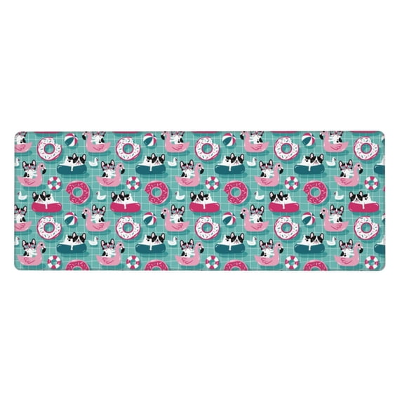 Vsdgher Swimming Bulldog for Mouse Pad with Stitched Edges,Desk mat for Laptop,Computer & PC, Wristing Pad for Gamer,Office & Home,12 x 31.5 in