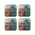 thumbnail image 1 of Vsdgher Swimming Goggled Flamingo Leather Coasters for Drinks, Durable Drink Coasters 4 Set for Tabletop Protection, Luxurious Home Décor and Housewarming Gift ( {designName})Square, 1 of 6