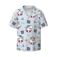thumbnail image 1 of Vsdgher Swimming Shark Print Men's Wrinkle Free Untucked Cuban Shirt Business Casual Button Down Shirts Short Sleeve Shirt, 1 of 7