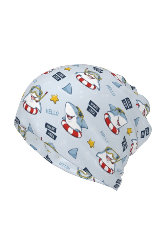 Swimming Shark Slouchy Beanie Hat for Men/Women, Skull Cap Chemo Cap Night Sleeping Cap