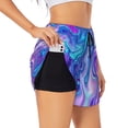 thumbnail image 1 of Vsdgher Swirl Blue And Purple Athletic Shorts for Women, Women's Running Double Layer Shorts, High Waisted Yoga Shorts, Workout Athletic Shorts-Large, 1 of 7