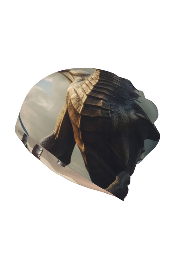 Swordsman Cool Dragon Slouchy Beanie Hat for Men/Women, Skull Cap Chemo Cap Night Sleeping Cap