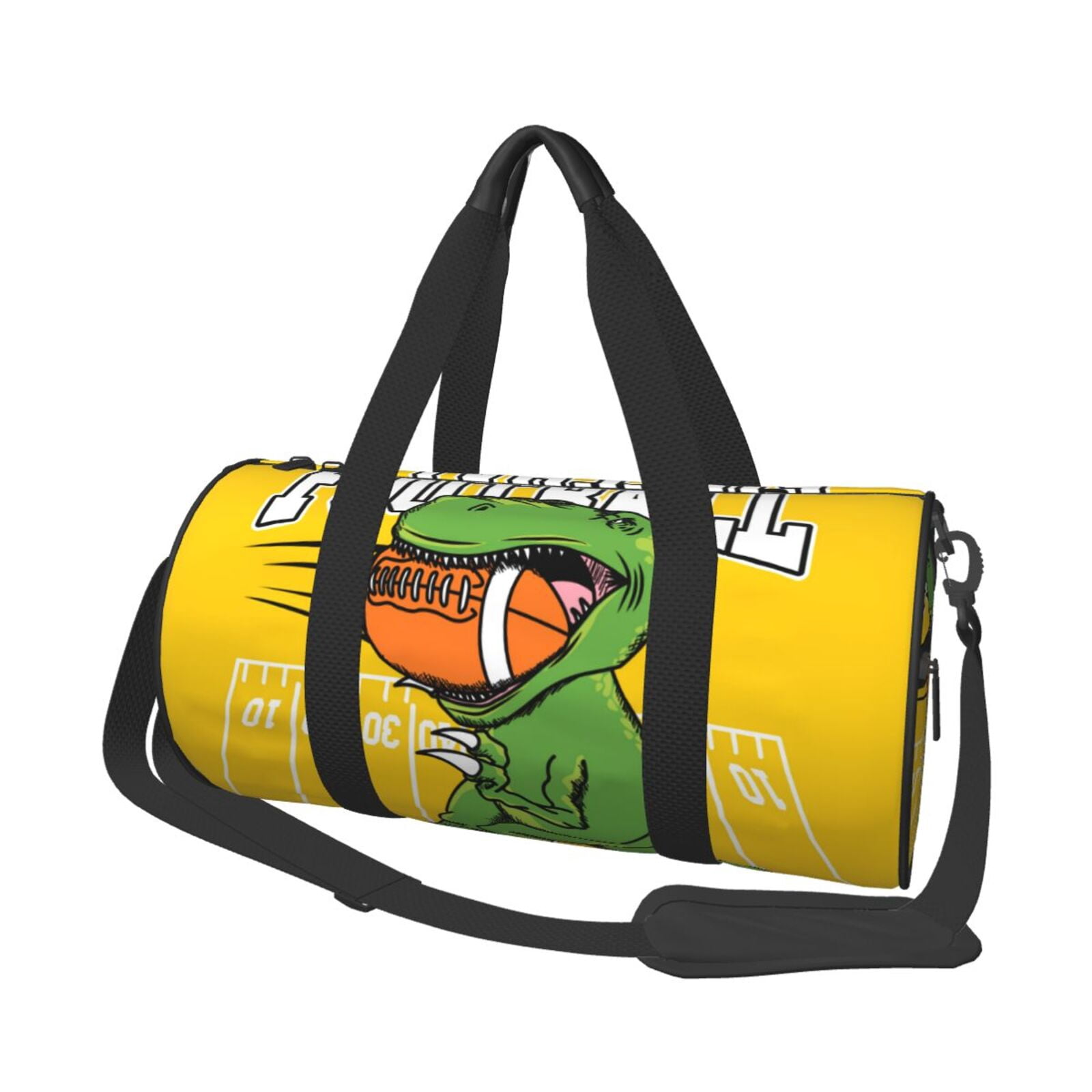 Vsdgher T-Rex Playing Football 45L Foldable Duffel Bag, Sports Gym Bag,Overnight Bag, Portable Weekender Bag for Airplanes