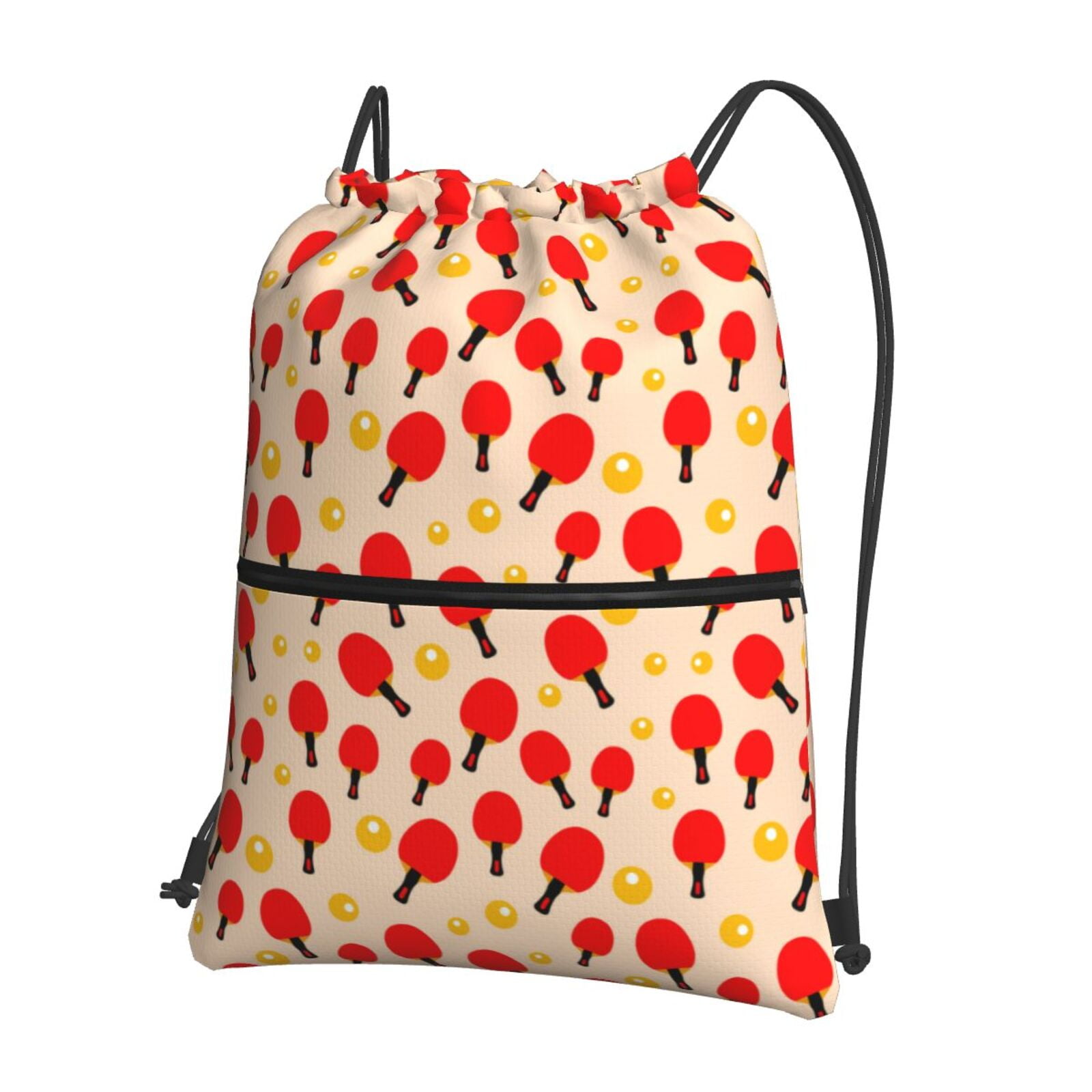 Vsdgher Table Tennis Rackets 1 Drawstring Backpack Water Resistant String Bag Sports Sackpack Gym Sack for Men Women