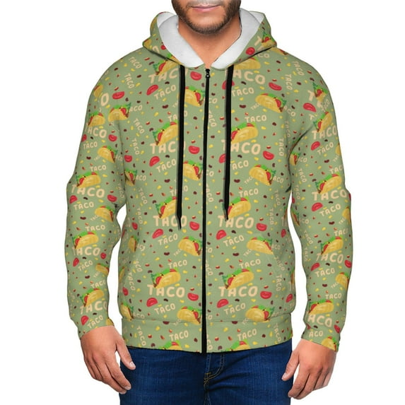 Vsdgher Taco Mens Hoodies Zip Hoodie, Hoodies for Men, Zip-up Hooded Sweatshirt-3X-Large