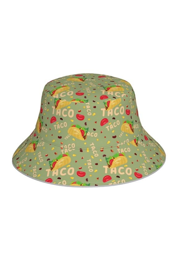 Taco Print Bucket Hat for Men&Women Bucket Hat Reversible Summer Double-Side-Wear Travel Gardening, Beach, Camping, Hiking, Fishing Cap