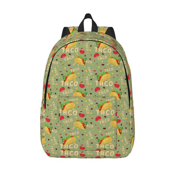 Vsdgher Taco Print Canvas Backpack Travel Rucksack Unisex Knapsack 15.7/17.7Inch Laptop Backpack for Work,College -Medium