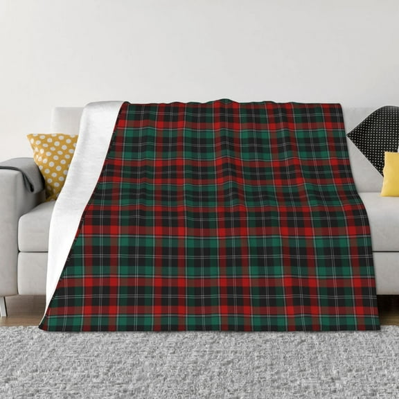Vsdgher Tartan Plaid Pattern Fleece Throw Blanket, Horizontal Fleece Bedding Home Decor for Couch & Bed All Season Use -80"x60"
